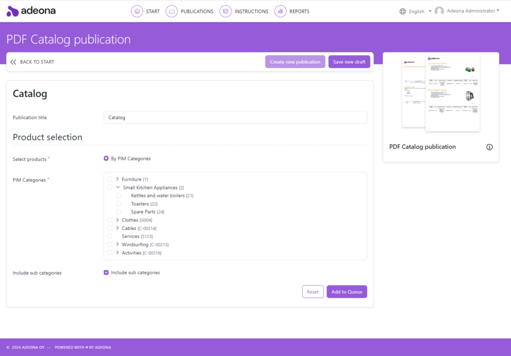 Adeona Sales Tool -julkaisuautomaatio