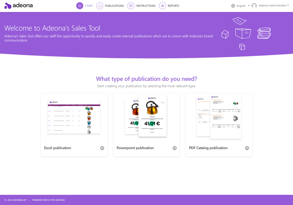 Adeona Sales Tool -julkaisuautomaatio